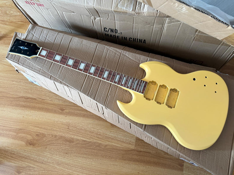 6 String RTA Series SG Style DIY Electric Guitar Kit with Matte Yellow Finish (RTA-002)