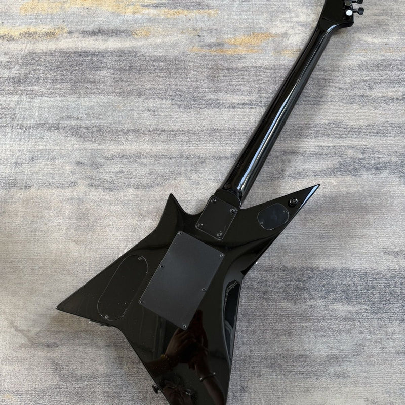 6 String Warrior Style Electric Guitar with Gloss Black Finish(LRG-115)