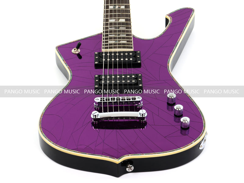 7-String Electric Guitar with Cracked Purple Mirror Top (PIB-123X)