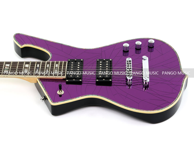 7-String Electric Guitar with Cracked Purple Mirror Top (PIB-123X)