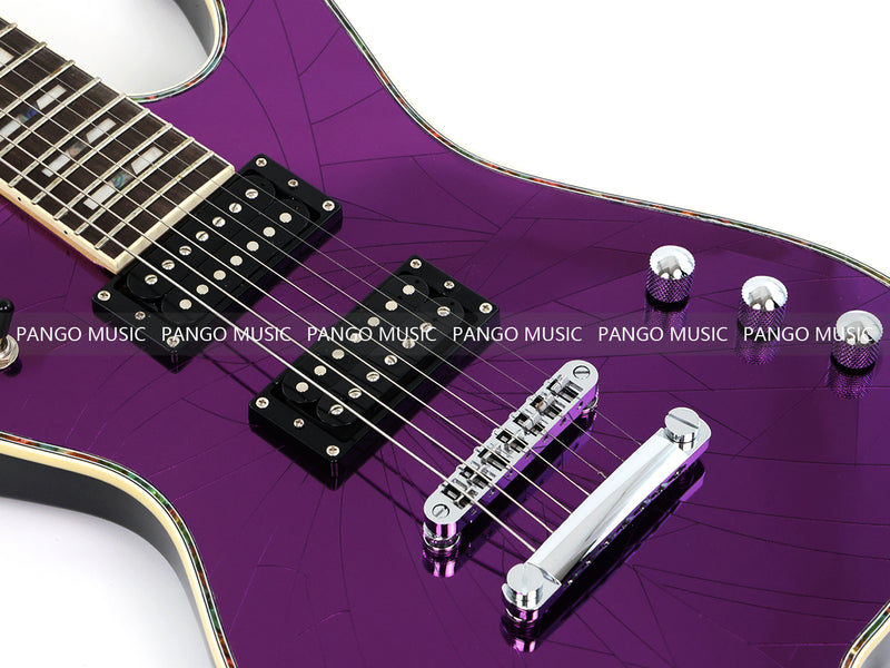7-String Electric Guitar with Cracked Purple Mirror Top (PIB-123X)