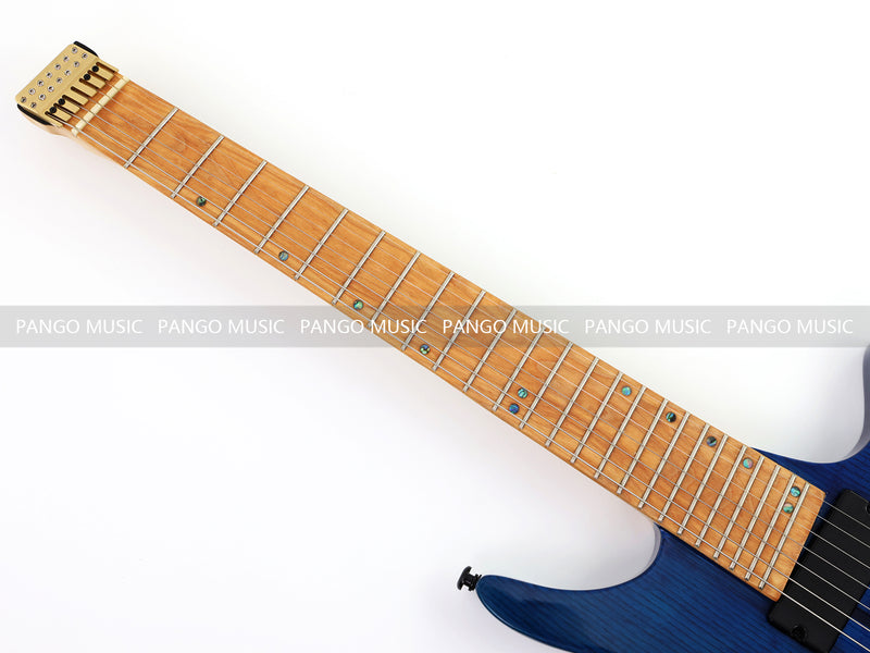 7-String Headless Gloss Blue Electric Guitar with 5-Piece Neck & Ash Body (WTG-929, Limited Edition)