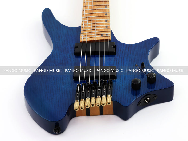 7-String Headless Gloss Blue Electric Guitar with 5-Piece Neck & Ash Body (WTG-929, Limited Edition)