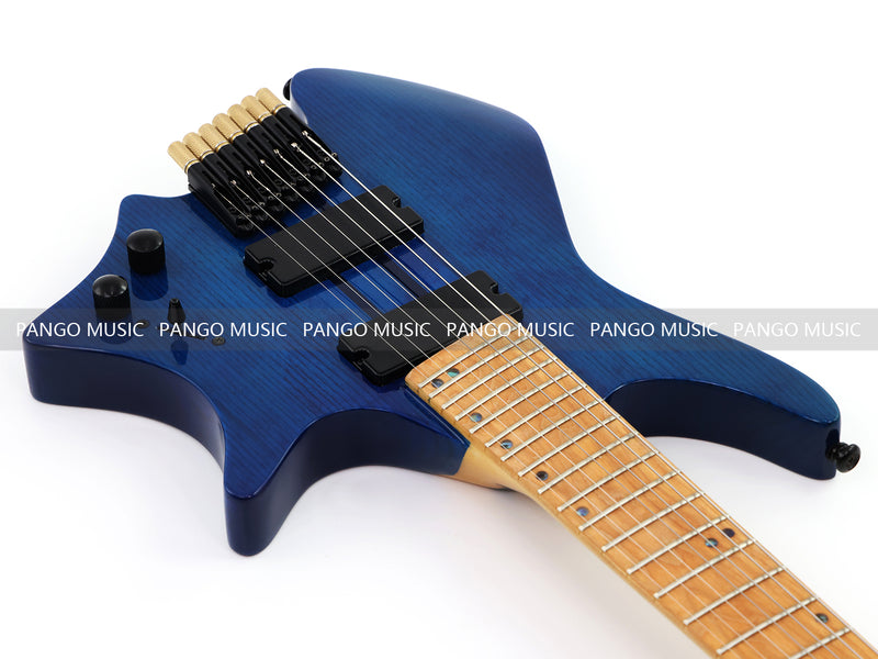 7-String Headless Gloss Blue Electric Guitar with 5-Piece Neck & Ash Body (WTG-929, Limited Edition)