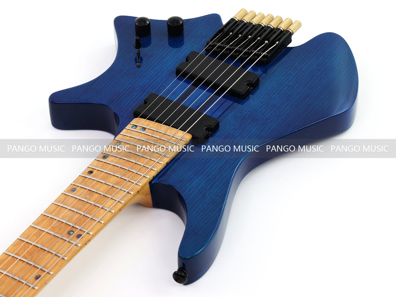 7-String Headless Gloss Blue Electric Guitar with 5-Piece Neck & Ash Body (WTG-929, Limited Edition)