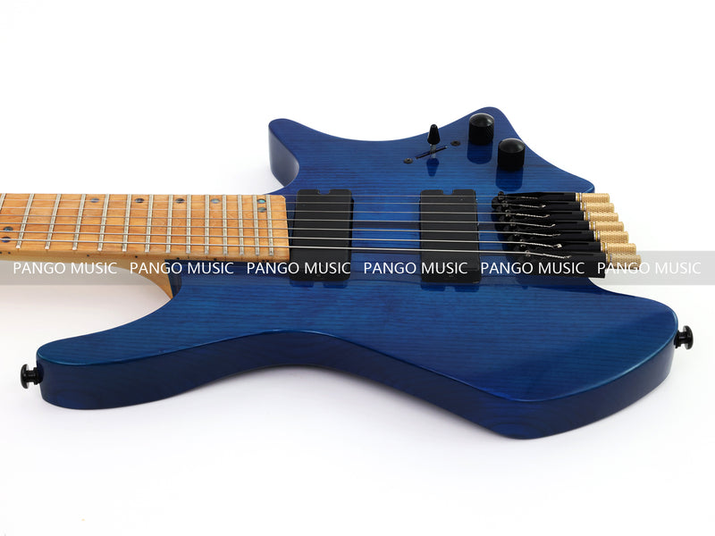 7-String Headless Gloss Blue Electric Guitar with 5-Piece Neck & Ash Body (WTG-929, Limited Edition)