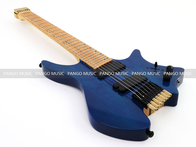 7-String Headless Gloss Blue Electric Guitar with 5-Piece Neck & Ash Body (WTG-929, Limited Edition)