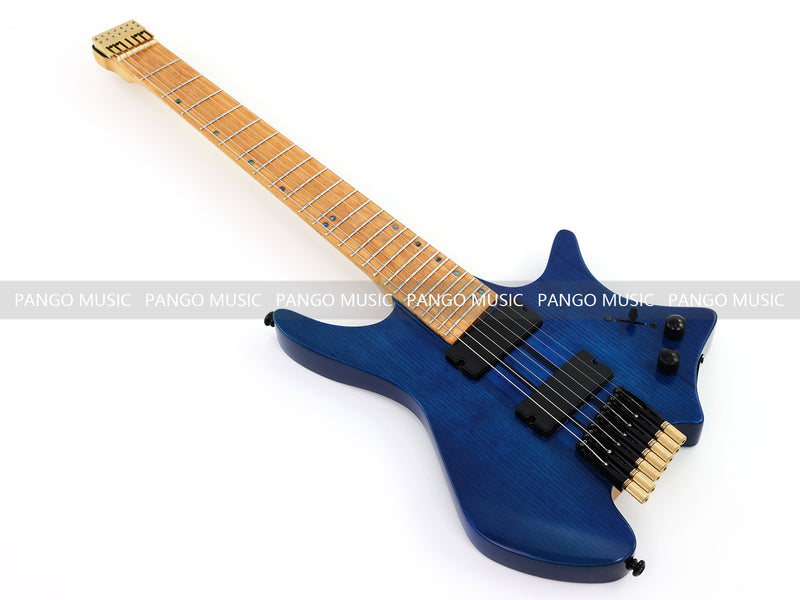 7-String Headless Gloss Blue Electric Guitar with 5-Piece Neck & Ash Body (WTG-929, Limited Edition)