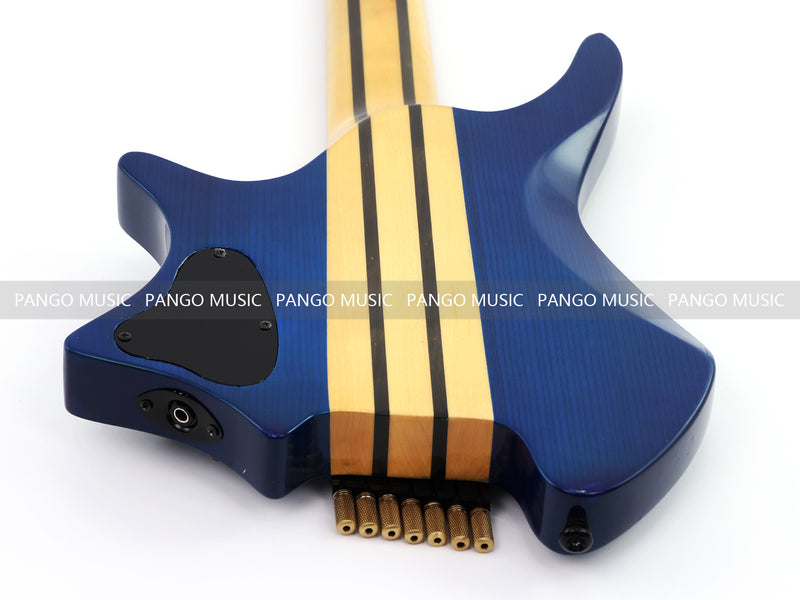 7-String Headless Gloss Blue Electric Guitar with 5-Piece Neck & Ash Body (WTG-929, Limited Edition)