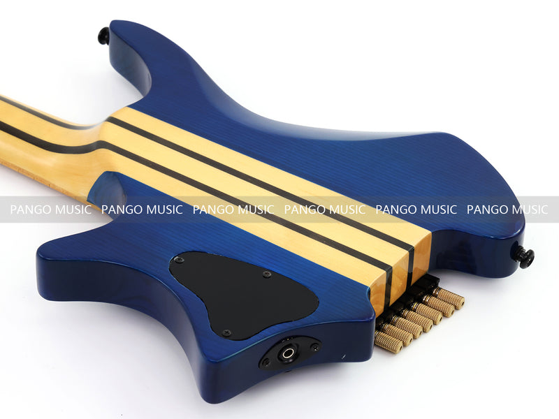 7-String Headless Gloss Blue Electric Guitar with 5-Piece Neck & Ash Body (WTG-929, Limited Edition)