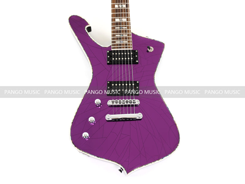 7-String Left-Handed Electric Guitar with Cracked Purple Mirror Top (PIB-125)