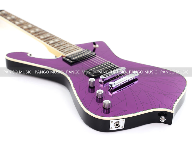 7-String Left-Handed Electric Guitar with Cracked Purple Mirror Top (PIB-125)