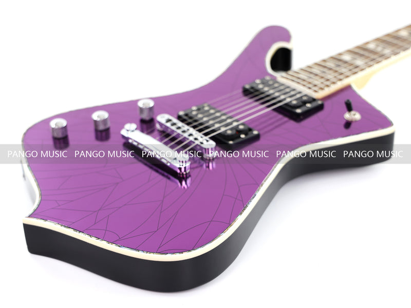 7-String Left-Handed Electric Guitar with Cracked Purple Mirror Top (PIB-125)