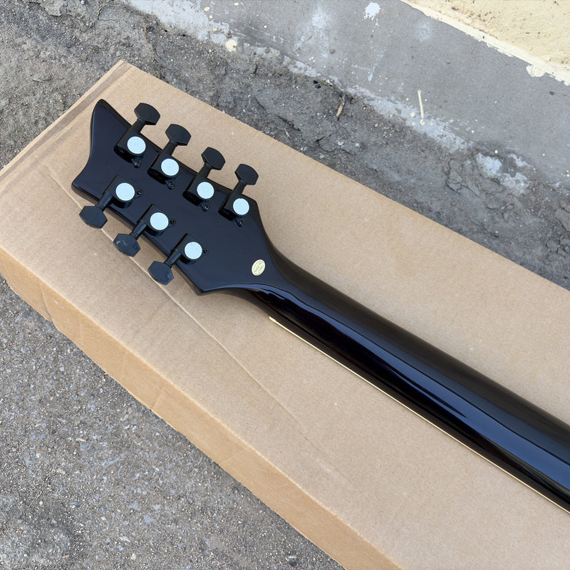 7-String Semi-Hollow Electric Guitar with Gloss Dark Sunburst Finish (YMZ-261)