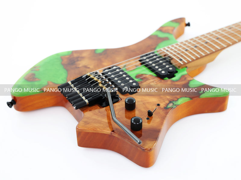 7-String Tapered Neck ResinBurl Body Headless Electric Guitar (PHG-016)