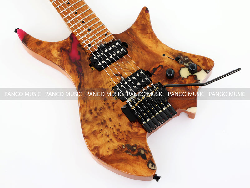 7-String Tapered Neck ResinBurl Body Headless Electric Guitar (PHG-017)