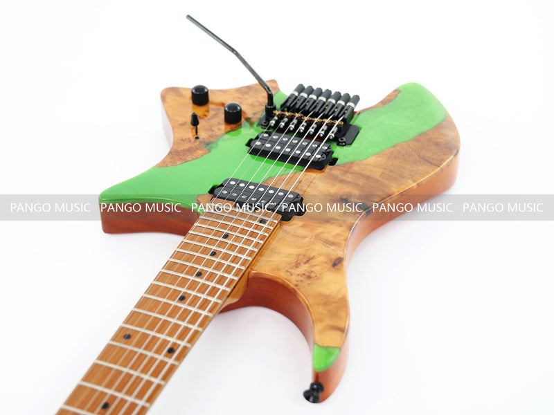 7-String Tapered Neck ResinBurl Body Headless Electric Guitar (PHG-018)