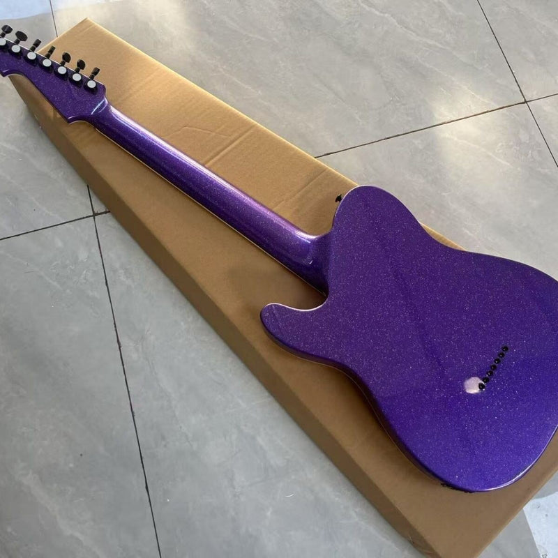 7-String Tele Style Electric Guitar - Purple Sparkle Metallic & Fixed Hardtail Bridge (LRG-051)