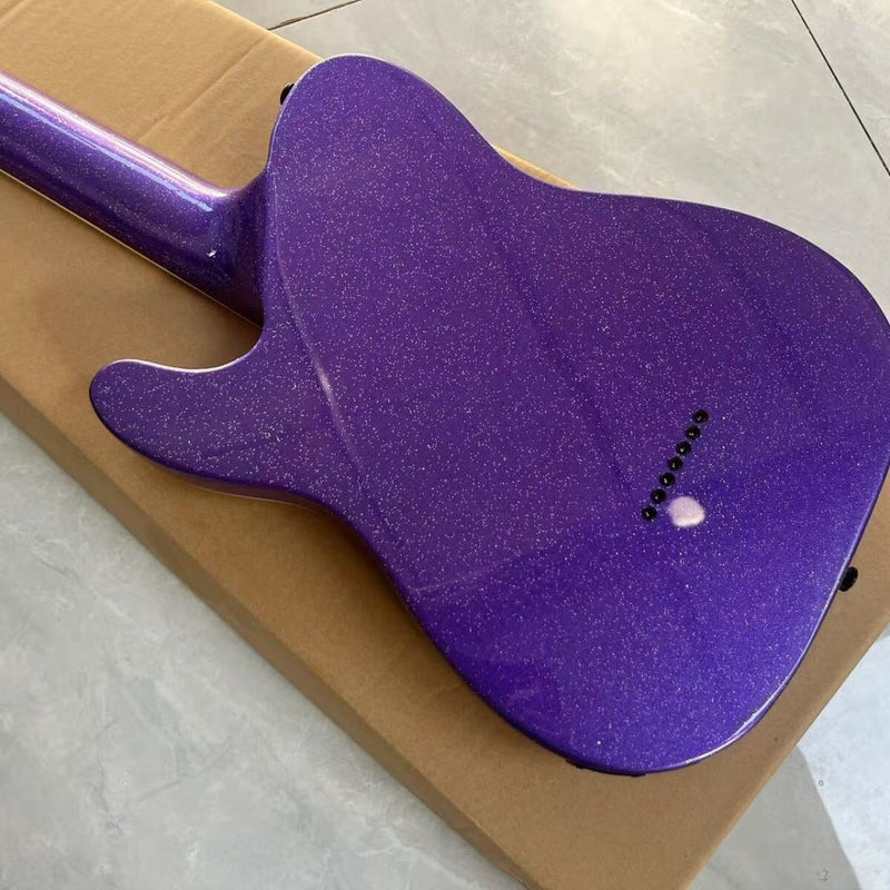 7-String Tele Style Electric Guitar - Purple Sparkle Metallic & Fixed Hardtail Bridge (LRG-051)
