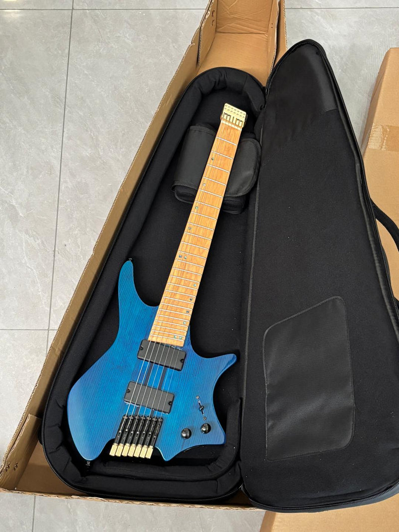 7-String Headless Gloss Blue Electric Guitar with 5-Piece Neck & Ash Body (WTG-929, Limited Edition)
