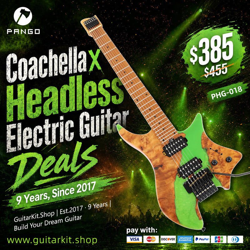 7-String Tapered Neck ResinBurl Body Headless Electric Guitar (PHG-018)