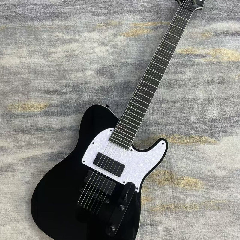 7 String Tele Style Electric Guitar with Gloss Black Finish (LRG-125)