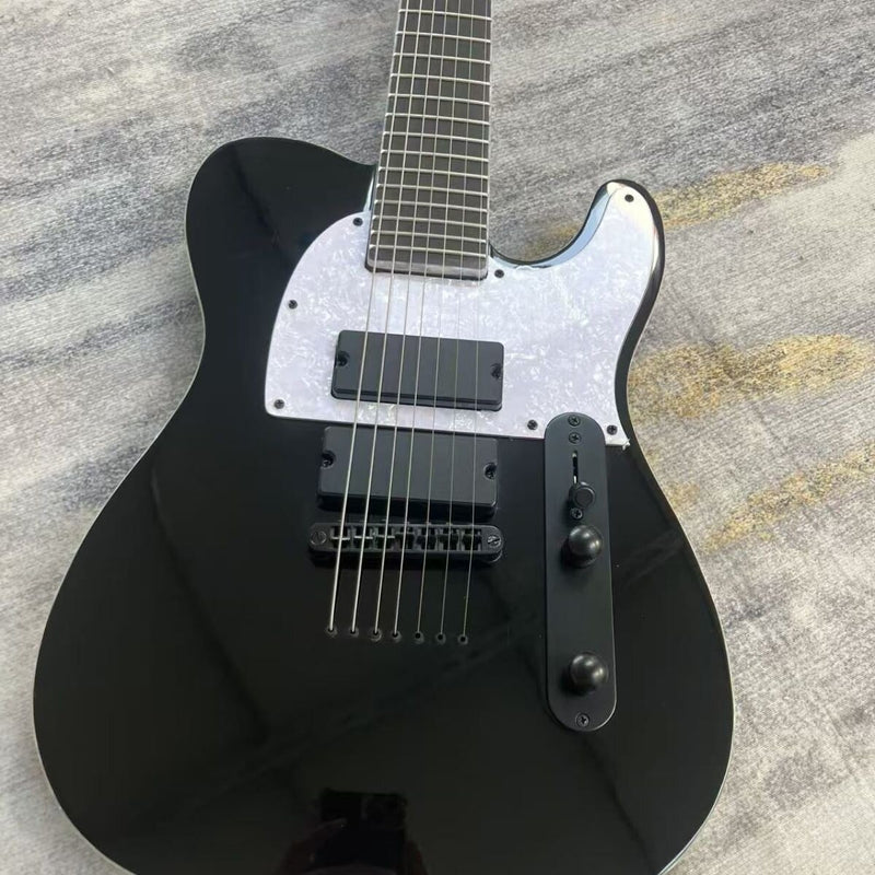 7 String Tele Style Electric Guitar with Gloss Black Finish (LRG-125)