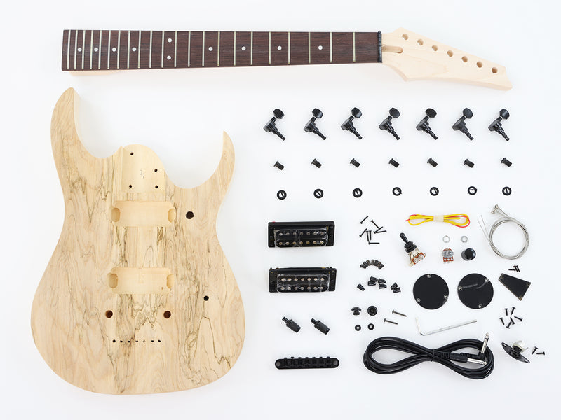 7 Strings DIY Electric Guitar Kit with Spalted Maple Top (LRF-027, Limited Edition)