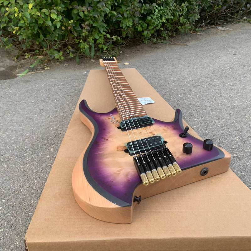 7 Strings Headless Ash Body Electric Guitar with Burl Maple Top (YMZ-236S)