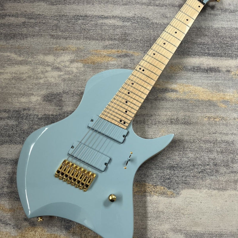 8-String Larada Style Gloss Dusty Blue Electric Guitar (LRG-034, No Logo)