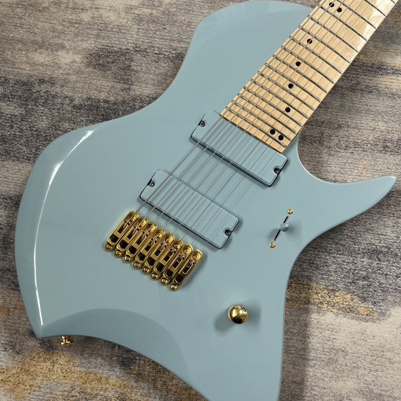 8-String Larada Style Gloss Dusty Blue Electric Guitar (LRG-034, No Logo)