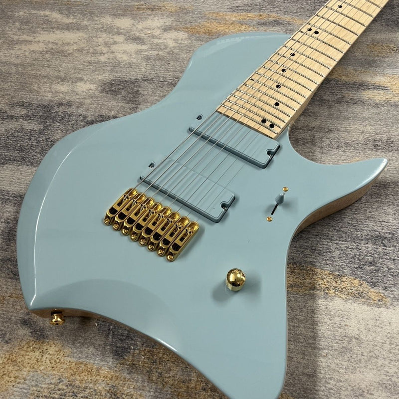 8-String Larada Style Gloss Dusty Blue Electric Guitar (LRG-034, No Logo)
