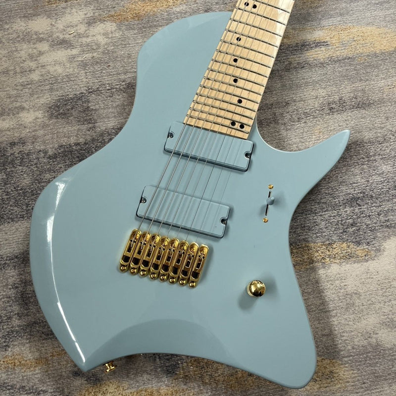 8-String Larada Style Gloss Dusty Blue Electric Guitar (LRG-034, No Logo)