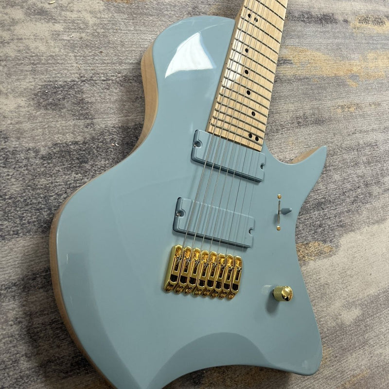 8-String Larada Style Gloss Dusty Blue Electric Guitar (LRG-034, No Logo)