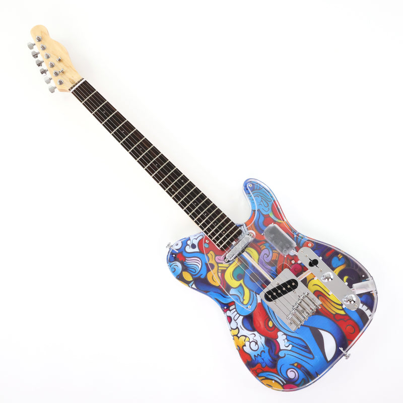 Acrylic Body TL Style Electric Guitar with UV-Printed Graphic Back Plate (PAG-085)