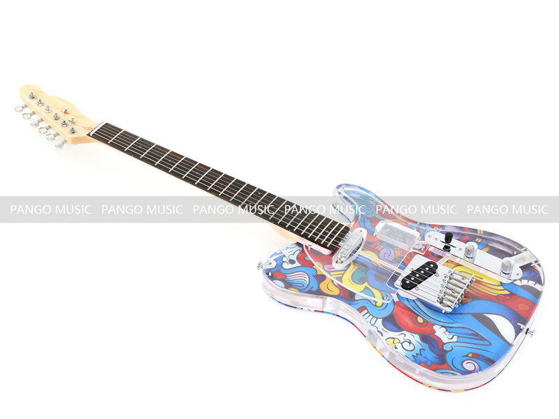 Acrylic Body TL Style Electric Guitar with UV-Printed Graphic Back Plate (PAG-085)