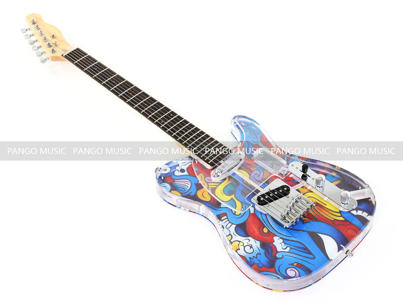 Acrylic Body TL Style Electric Guitar with UV-Printed Graphic Back Plate (PAG-085)