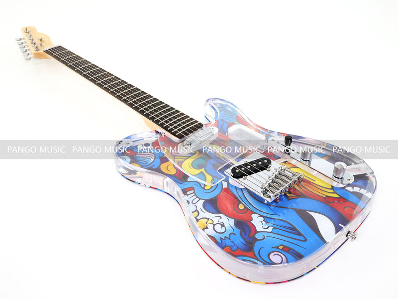Acrylic Body TL Style Electric Guitar with UV-Printed Graphic Back Plate (PAG-085)