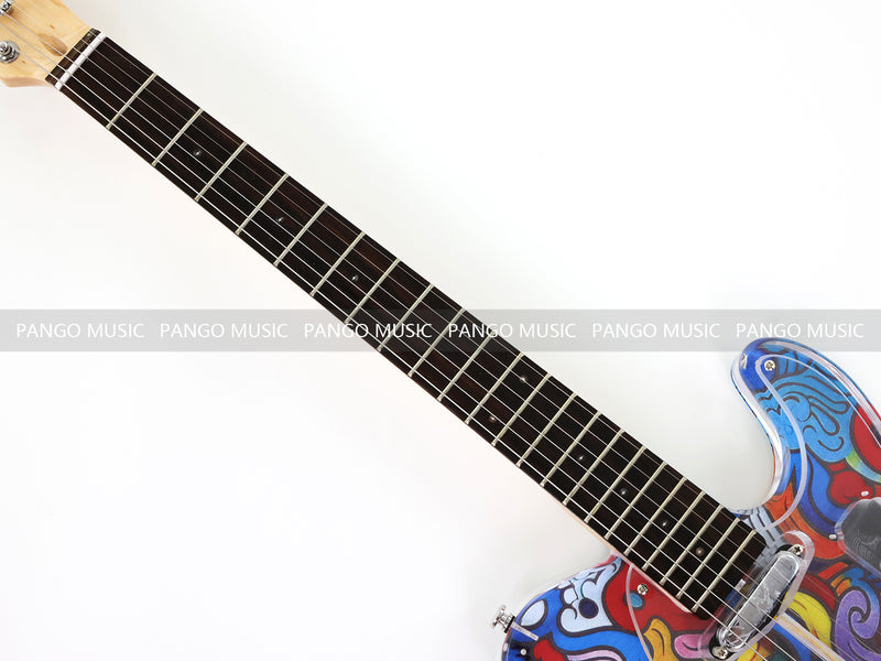 Acrylic Body TL Style Electric Guitar with UV-Printed Graphic Back Plate (PAG-085)