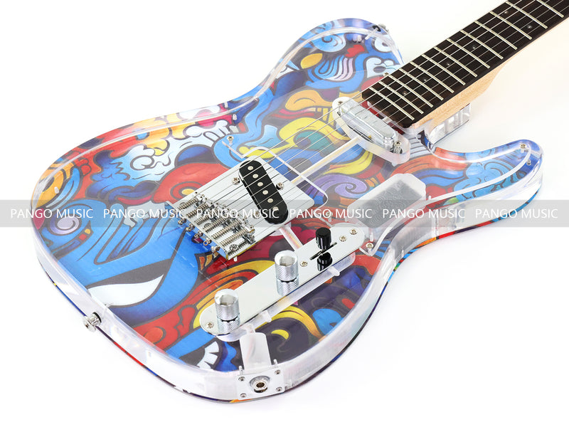 Acrylic Body TL Style Electric Guitar with UV-Printed Graphic Back Plate (PAG-085)