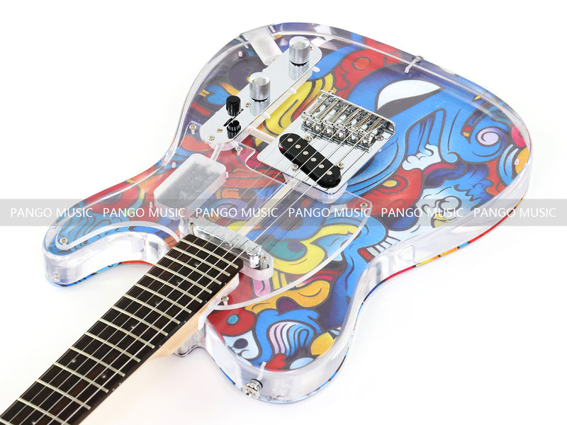 Acrylic Body TL Style Electric Guitar with UV-Printed Graphic Back Plate (PAG-085)