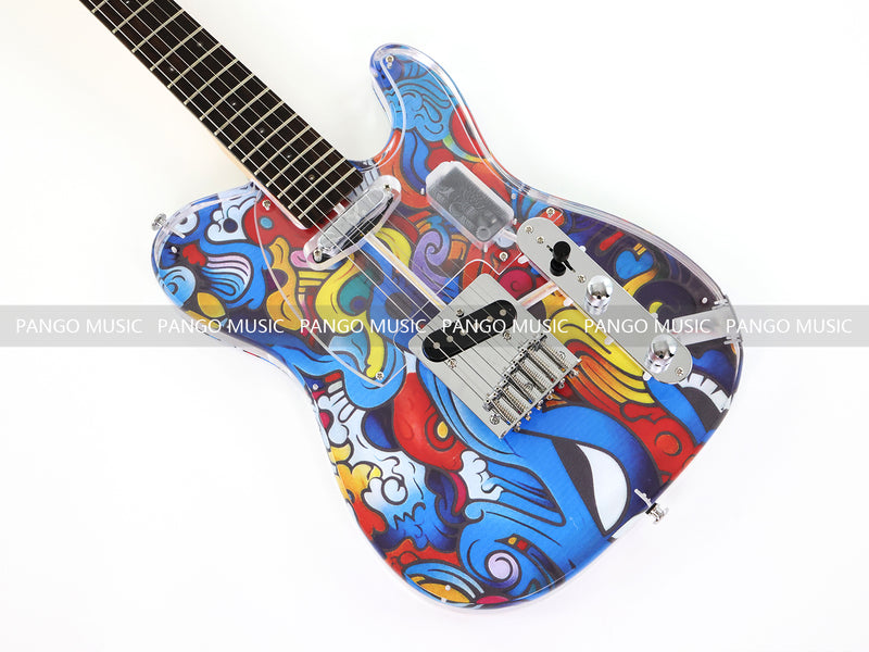 Acrylic Body TL Style Electric Guitar with UV-Printed Graphic Back Plate (PAG-085)