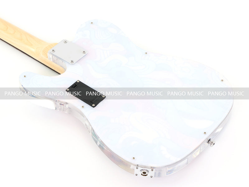Acrylic Body TL Style Electric Guitar with UV-Printed Graphic Back Plate (PAG-085)