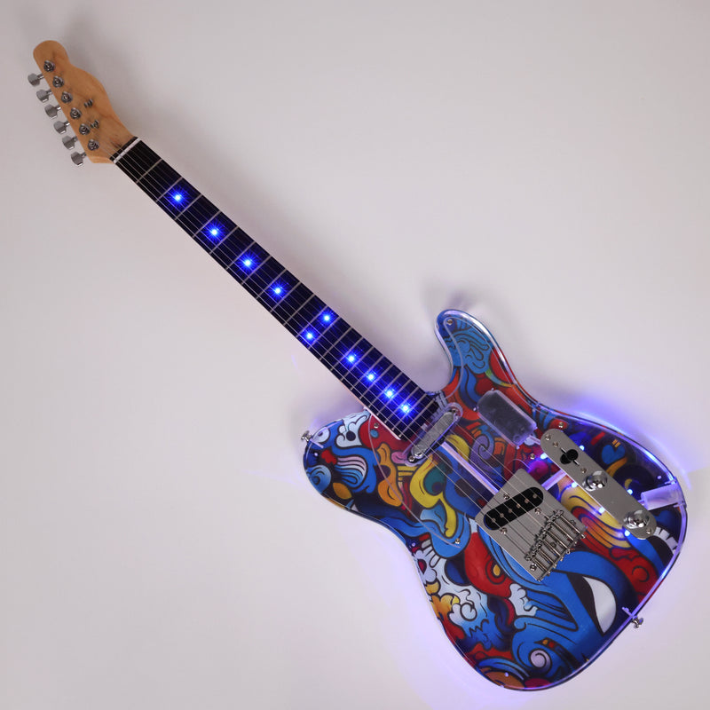 Acrylic Body TL Style Electric Guitar with UV-Printed Graphic Back Plate (PAG-085)