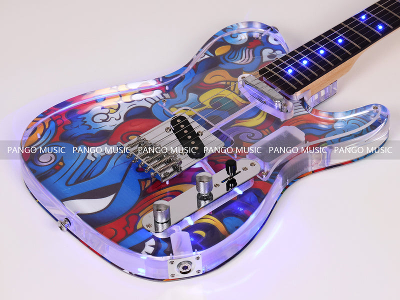 Acrylic Body TL Style Electric Guitar with UV-Printed Graphic Back Plate (PAG-085)