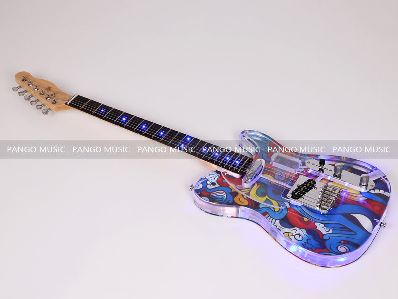 Acrylic Body TL Style Electric Guitar with UV-Printed Graphic Back Plate (PAG-085)