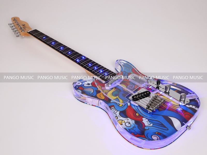 Acrylic Body TL Style Electric Guitar with UV-Printed Graphic Back Plate (PAG-085)