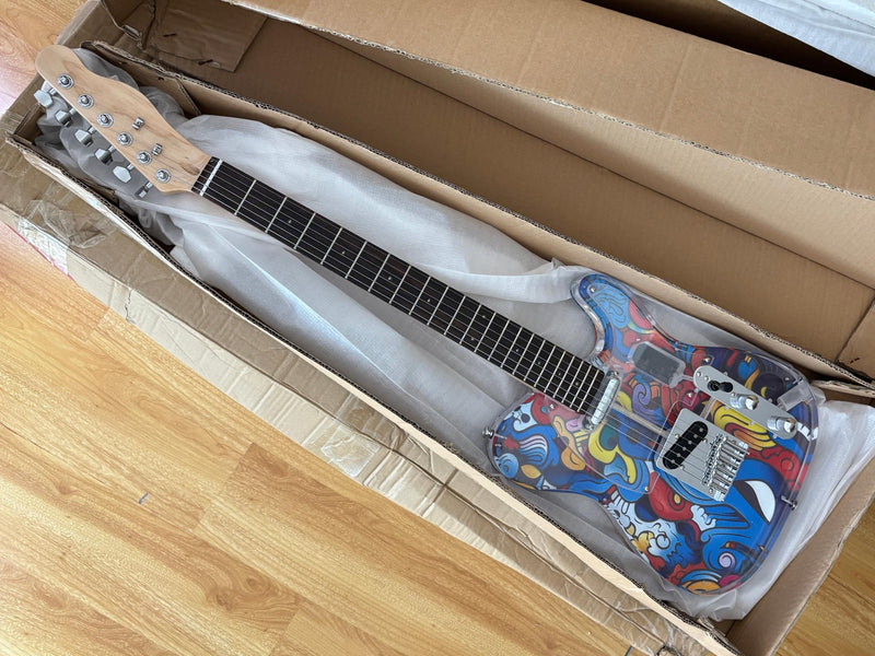 Acrylic Body TL Style Electric Guitar with UV-Printed Graphic Back Plate (PAG-085)