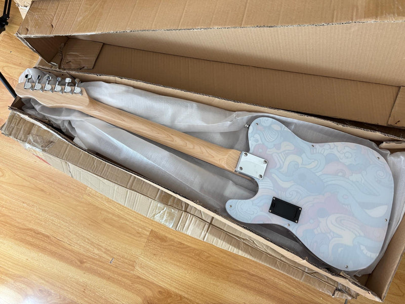 Acrylic Body TL Style Electric Guitar with UV-Printed Graphic Back Plate (PAG-085)