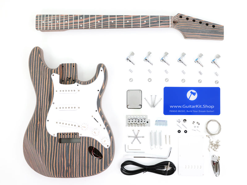 All Zebrawood Blank Headstock ST Style DIY Electric Guitar Kit (PST-567)